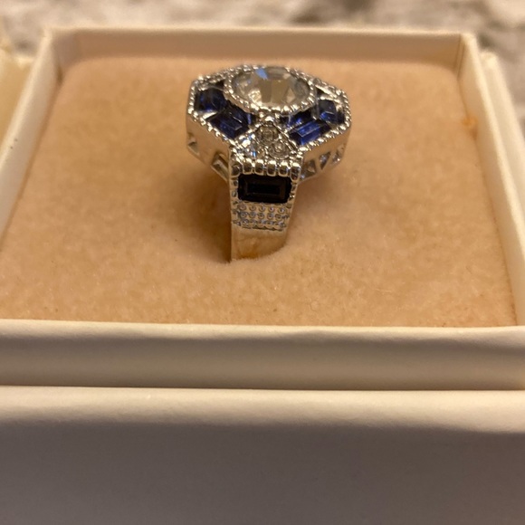 Blue Zircon Baguette Cocktail Ring - Picture 3 of 5